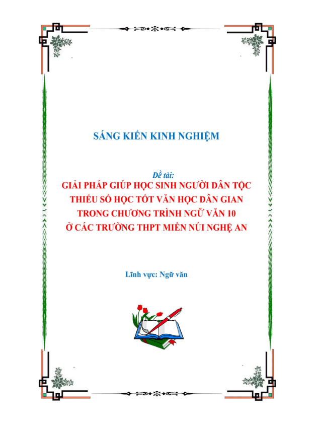 SKKN Giải pháp giúp học sinh người dân tộc thiểu số học tốt văn học dân gian trong chương trình Ngữ văn 10 ở các trường THPT miền núi Nghệ An