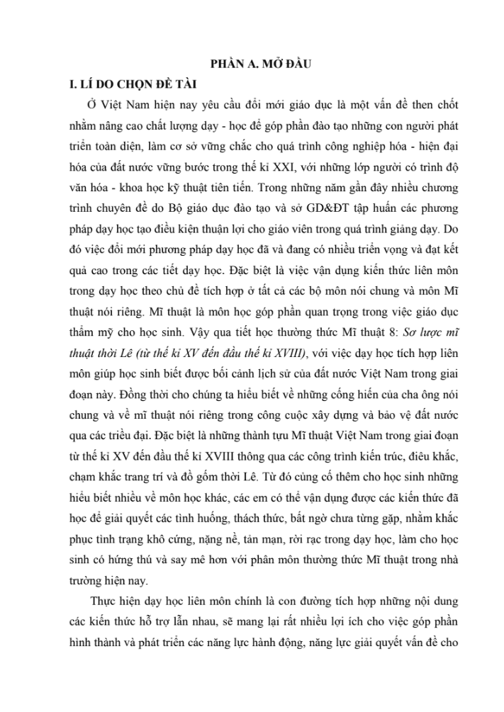 SKKN Giải pháp tạo hứng thú học sinh học khối 8 qua bài dạy gia đình