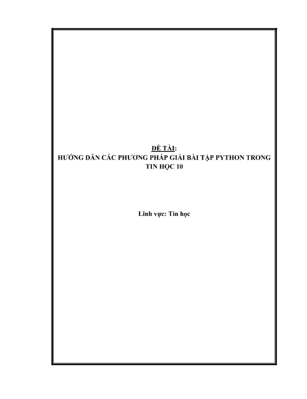 SKKN Hướng dẫn các phương pháp giải bài tập Python trong Tin học 10
