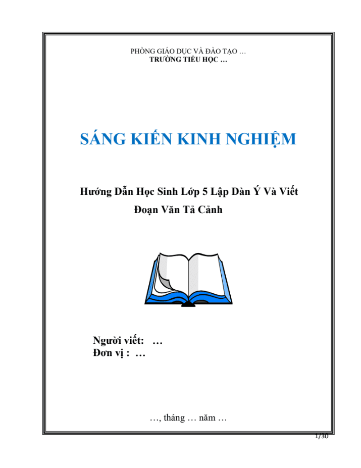SKKN Hướng dẫn học sinh lớp 5 lập dàn ý và viết đoạn văn tả cảnh