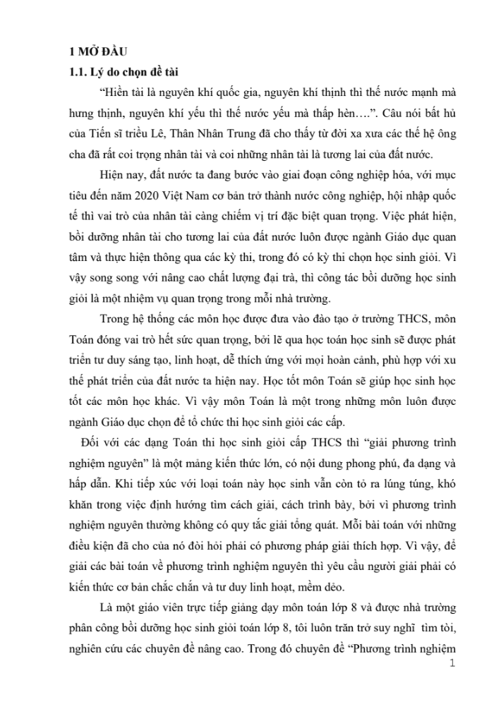 SKKN Kinh nghiệm dạy Chuyên đề phương trình nghiệm nguyên cho học sinh giỏi Toán lớp 8