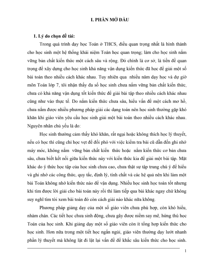 SKKN Kinh nghiệm giải bằng nhiều cách một số bài Toán lớp 7