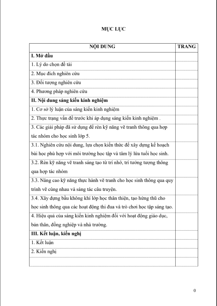 SKKN Kinh nghiệm rèn kĩ năng vẽ tranh cho học sinh thông qua dạy học hợp tác nhóm theo phương pháp Đan Mạch trong dạy học Mĩ thuật lớp 5