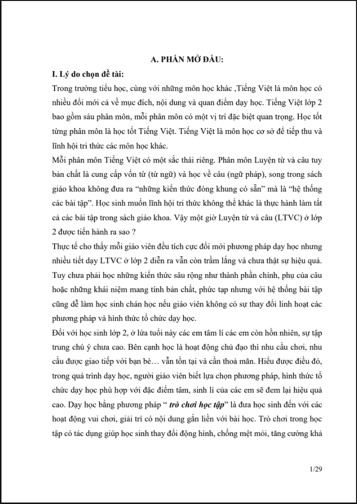 SKKN Kinh nghiệm vận dụng Phương pháp trò chơi học tập trong dạy học Luyện từ và câu lớp 2