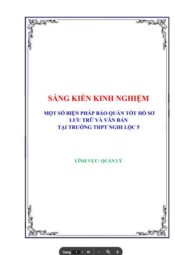 SKKN Một số biện pháp bảo quản tốt hồ sơ lưu trữ và văn bản tại trường THPT