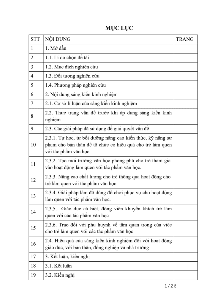 SKKN Một số biện pháp cho trẻ 24- 36 tháng làm quen với tác phẩm văn học