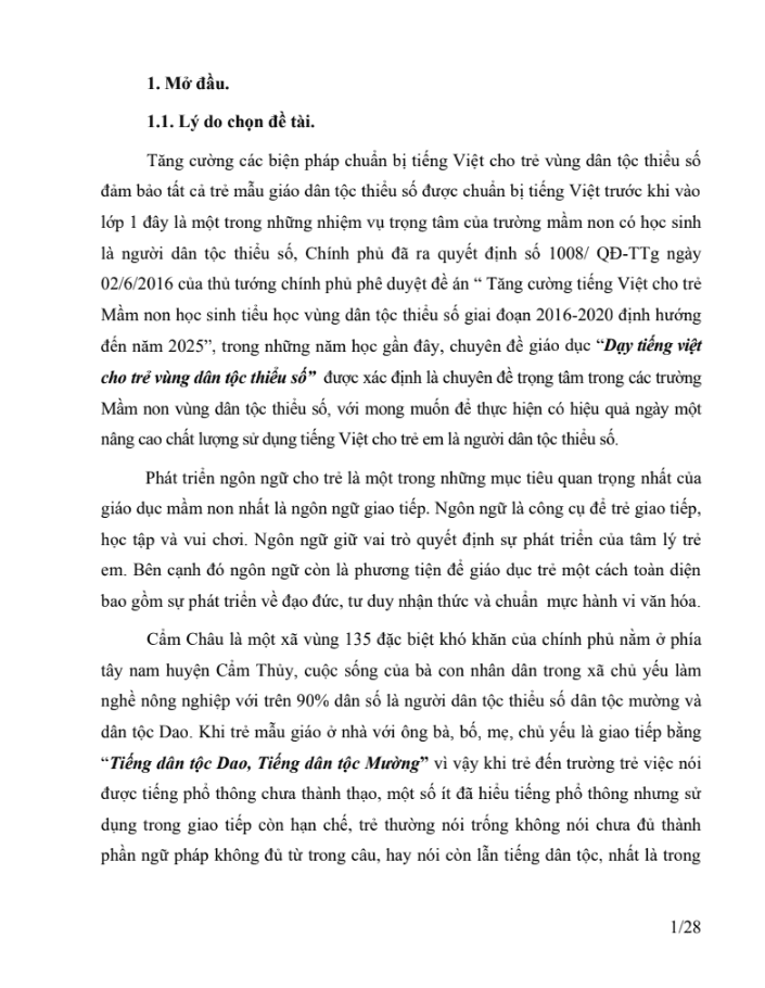 SKKN Một số biện pháp dạy trẻ mẫu giáo 4 – 5 tuổi là người dân tộc thiểu số phát triển ngôn ngữ giao tiếp thông qua dạy trẻ kể truyện