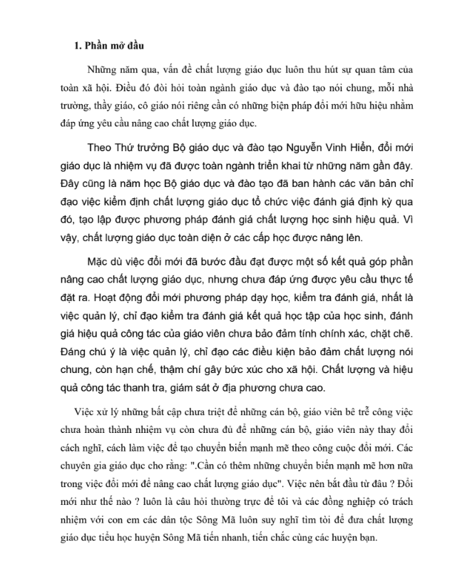 SKKN Một số biện pháp đổi mới công tác quản lý các hoạt động của Trường Tiểu học