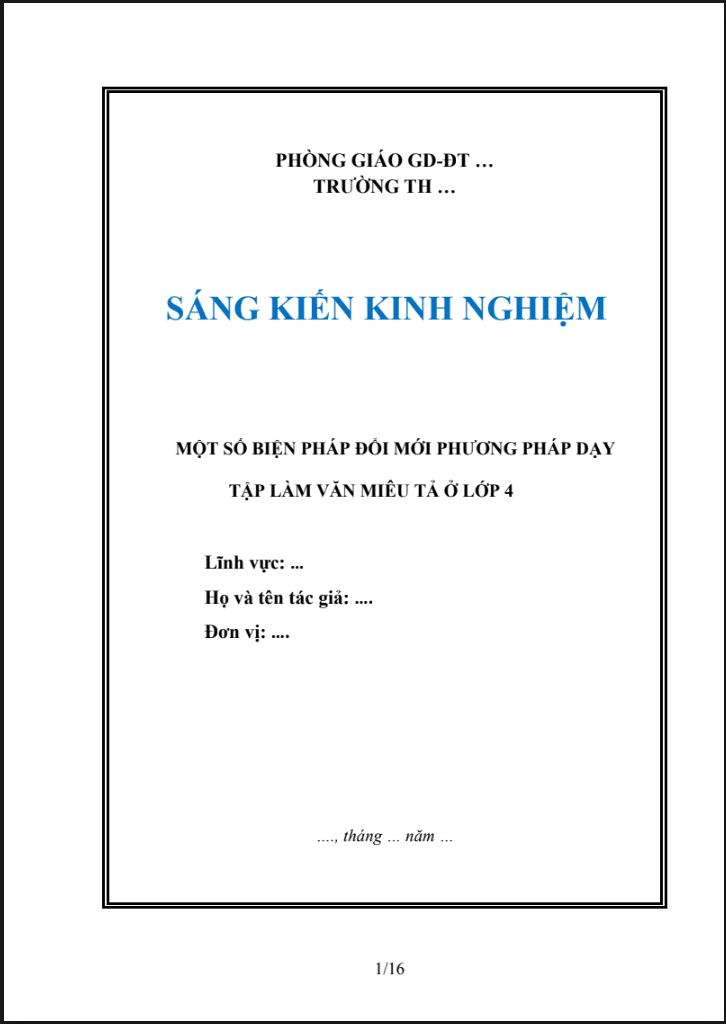 SKKN Một số biện pháp đổi mới phương pháp dạy Tập làm văn miêu tả ở lớp 4