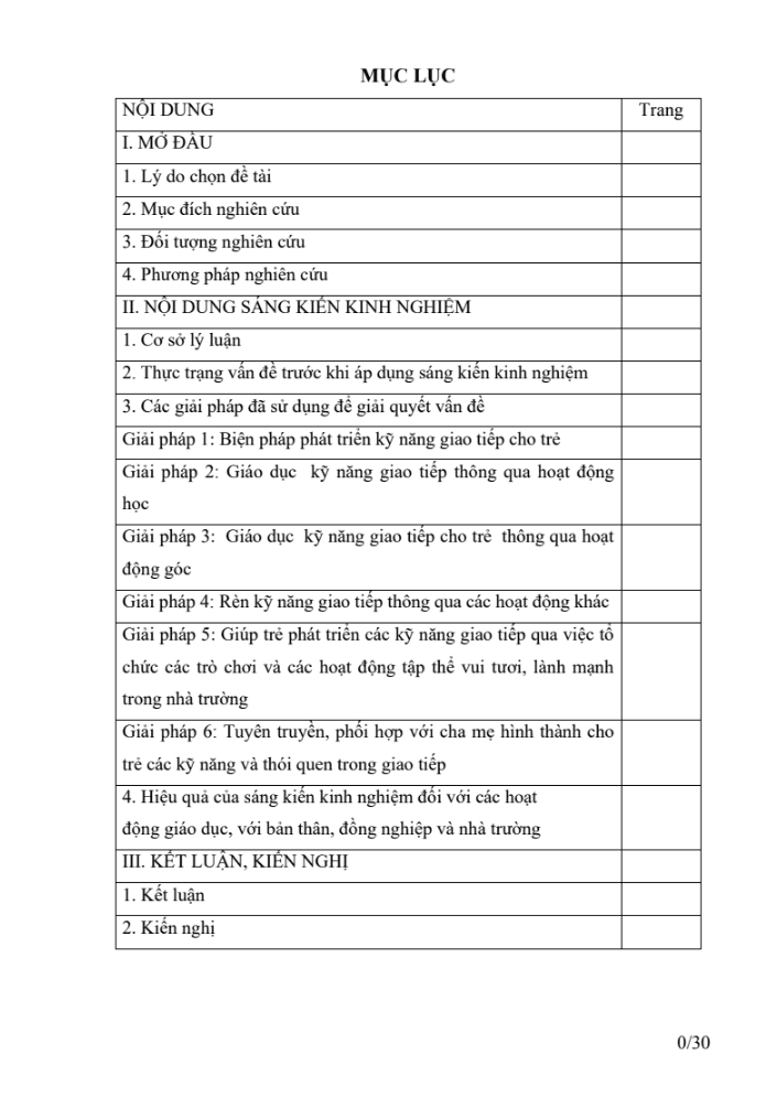 SKKN “Một số biện pháp giáo dục kỹ năng giao tiếp cho trẻ mẫu giáo 5 – 6 tuổi