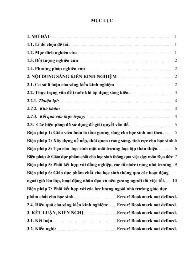 SKKN Một số biện pháp giáo dục phẩm chất cho học sinh lớp 1