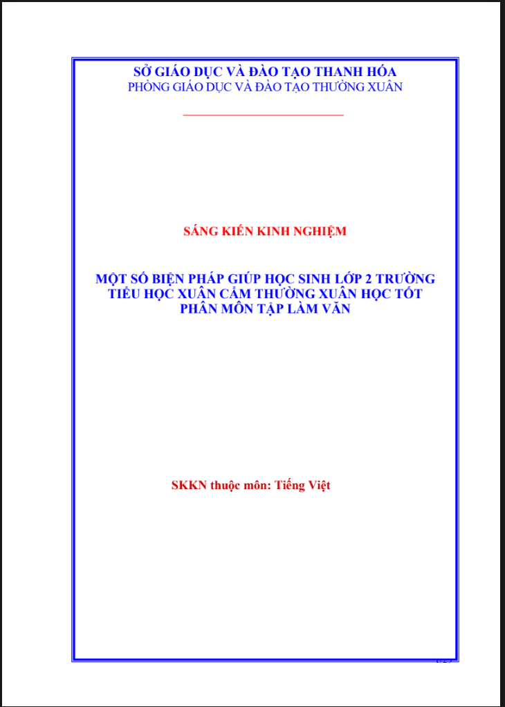 SKKN Một số biện pháp giúp học sinh lớp 2 học tốt phân môn Tập làm văn