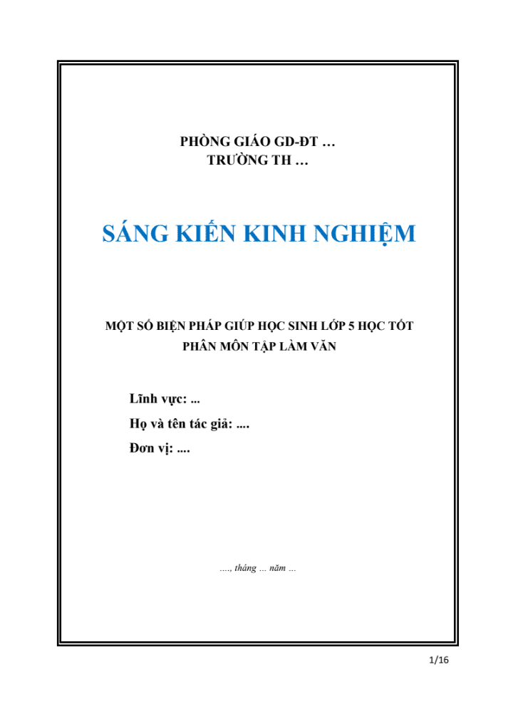 SKKN Một số biện pháp giúp học sinh lớp 5 học tốt phân môn Tập làm văn