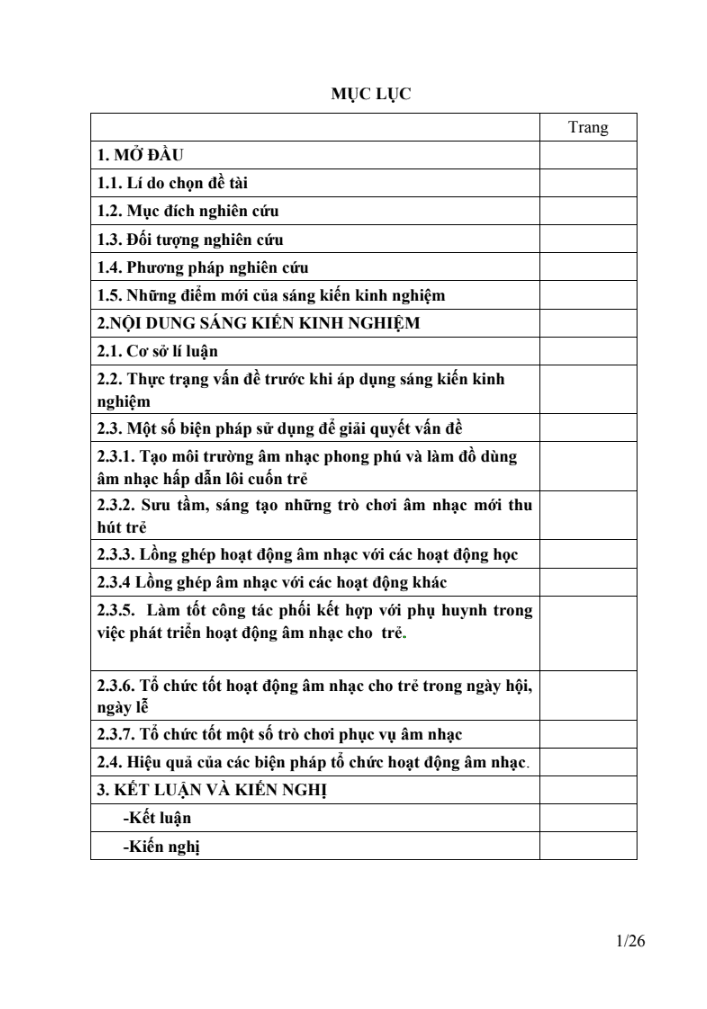 SKKN Một số biện pháp giúp trẻ 3 – 4 tuổi hứng thú tham gia các hoạt động Âm nhạc