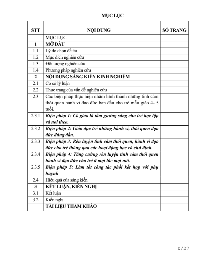 SKKN Một số biện pháp góp phần rèn luyện tình cảm, thói quen và hành vi đạo đức cho trẻ mẫu giáo 4 – 5 tuổi