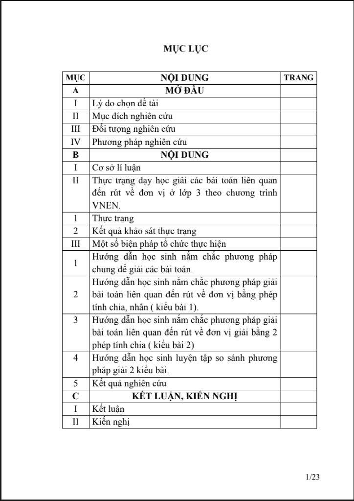 SKKN Một số biện pháp hướng dẫn học sinh học tốt dạng toán “rút về đơn vị” ở lớp 3 theo mô hình vnen
