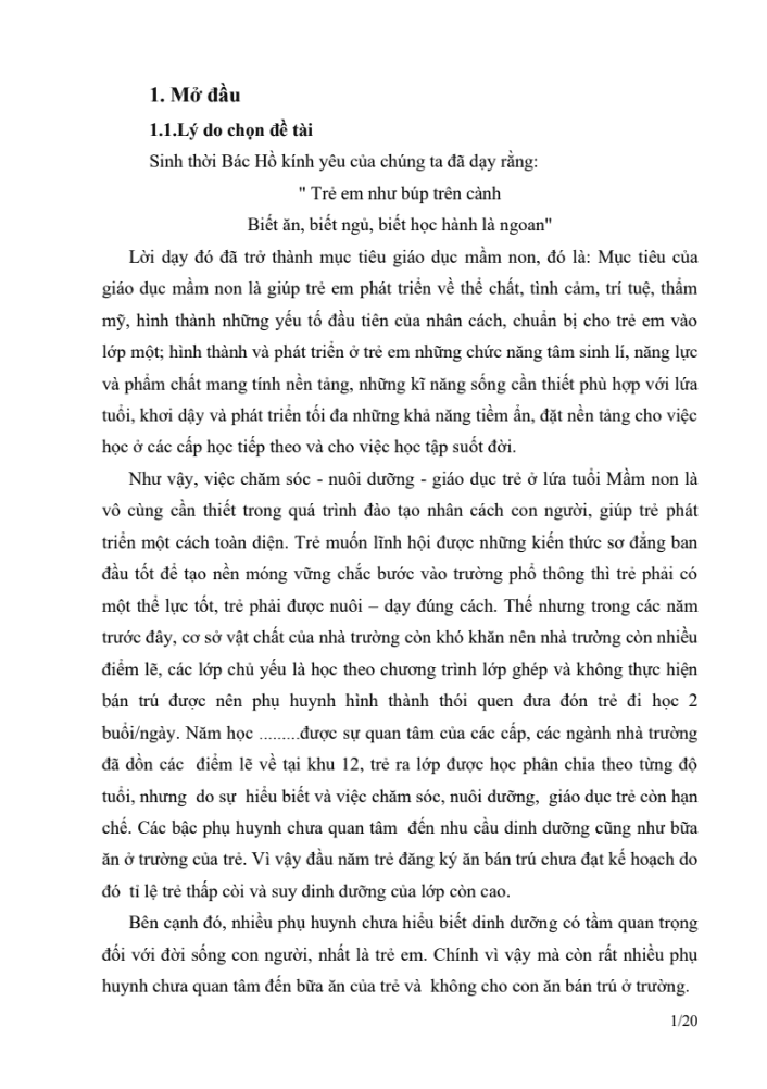 SKKN Một số biện pháp huy động trẻ tham gia ăn bán trú có hiệu quả ở lớp Mẫu giáo 5 – 6 tuổi