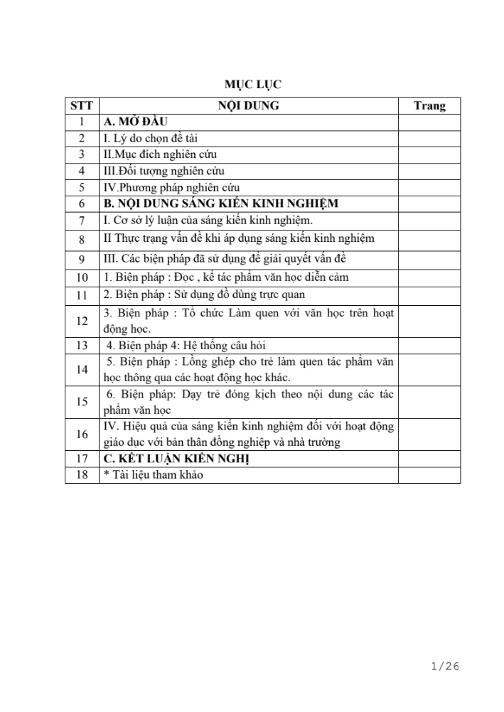 SKKN Một số biện pháp nâng cao chất lượng cho trẻ mẫu giáo nhỡ 4 – 5 tuổi ở trường mầm non Nga Trung làm quen với tác phẩm văn học