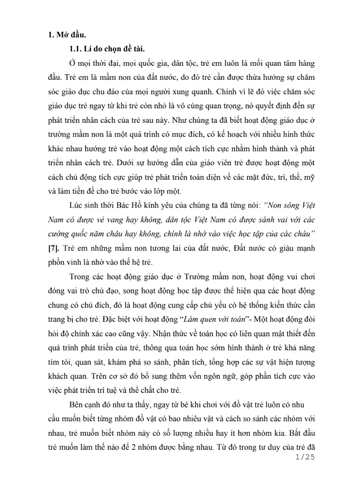SKKN Một số biện pháp nâng cao chất lượng dạy trẻ 5 – 6 tuổi hình thành các biểu tượng toán về tập hợp và số lượng