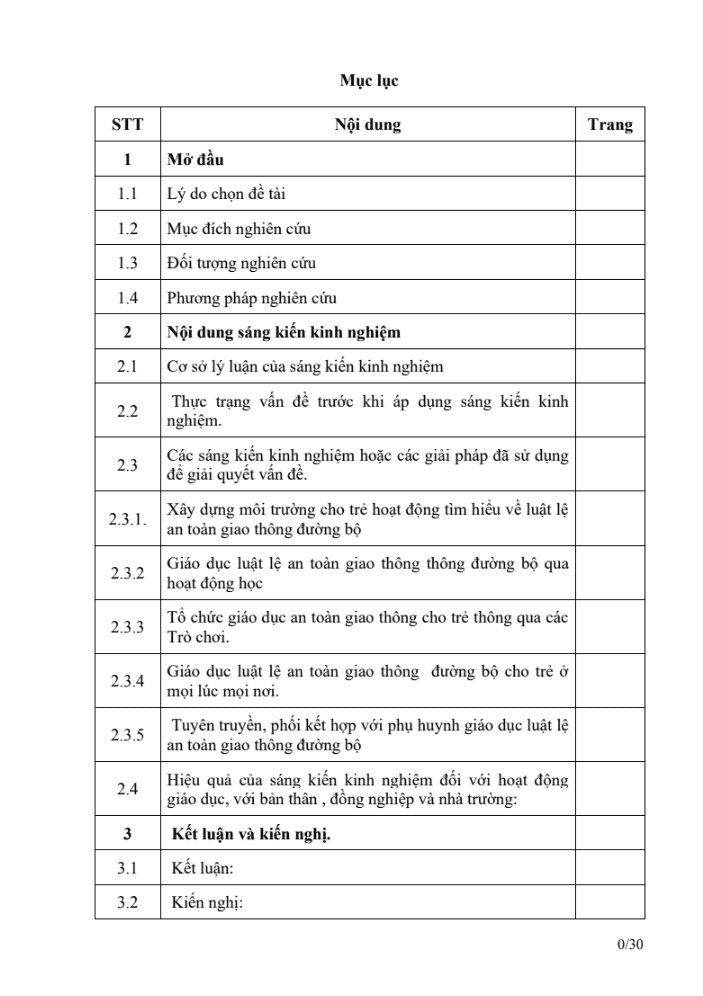SKKN Một số biện pháp nâng cao chất lượng giáo dục luật lệ an toàn giao thông đường bộ cho trẻ Mẫu giáo: 4 – 5 tuổi
