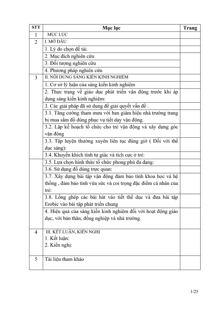 SKKN Một số biện pháp nâng cao chất lượng giáo dục phát triển vận động cho trẻ 5 – 6 tuổi