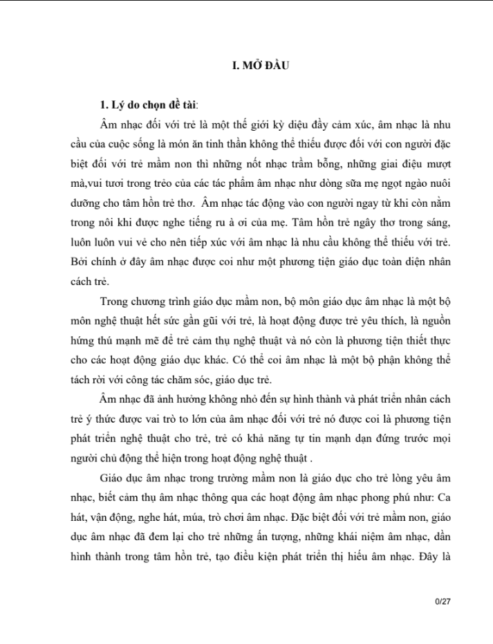SKKN Một số biện pháp nâng cao chất lượng hoạt động âm nhạc cho trẻ 3 – 4 tuổi