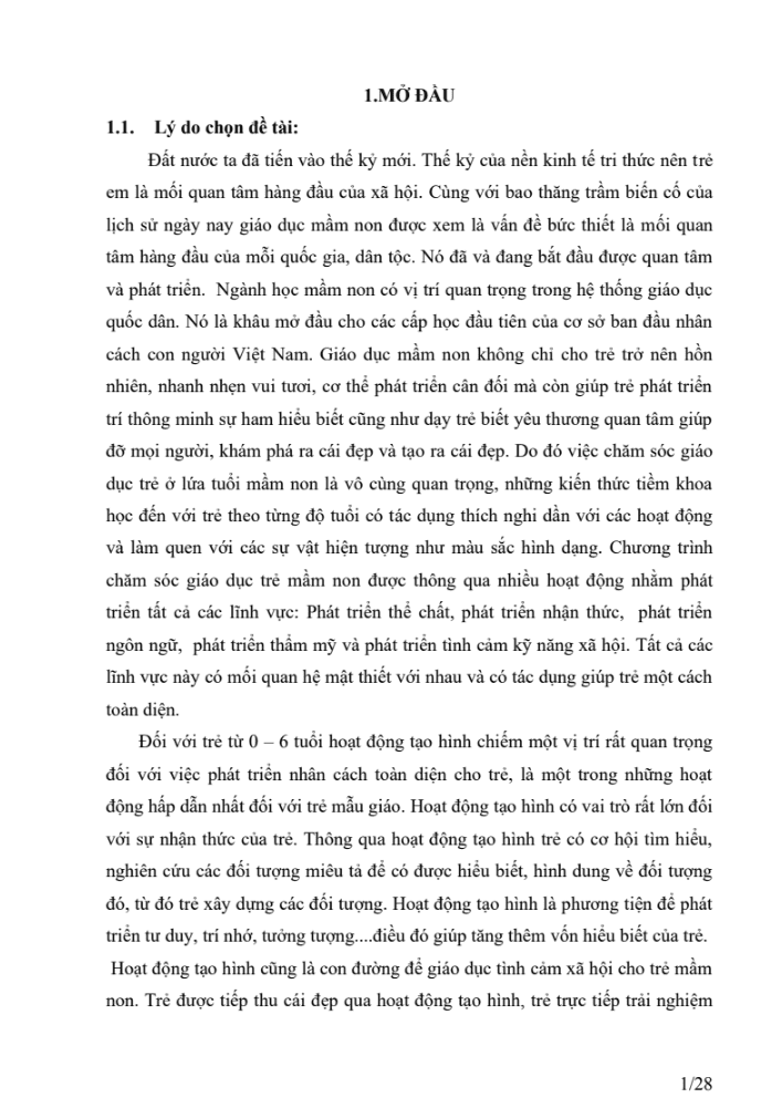 SKKN Một số biện pháp nâng cao chất lượng hoạt động tạo hình cho trẻ 5 – 6 tuổi thông qua thể loại vẽ