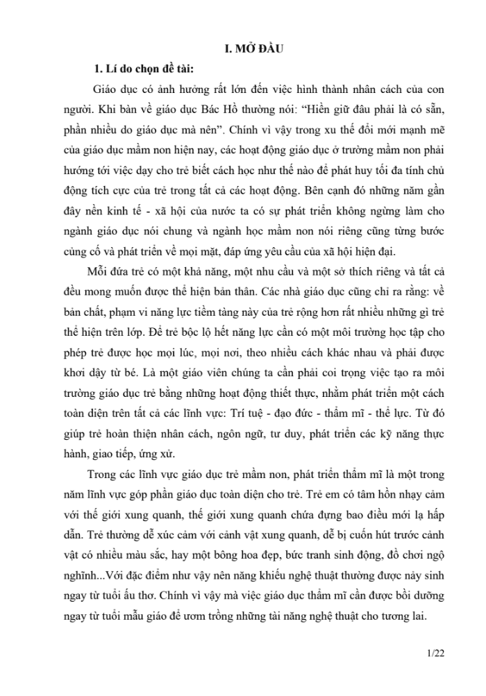 SKKN Một số biện pháp nâng cao chất lượng hoạt động tạo hình (thể loại vẽ) cho trẻ 4 – 5 tuổi
