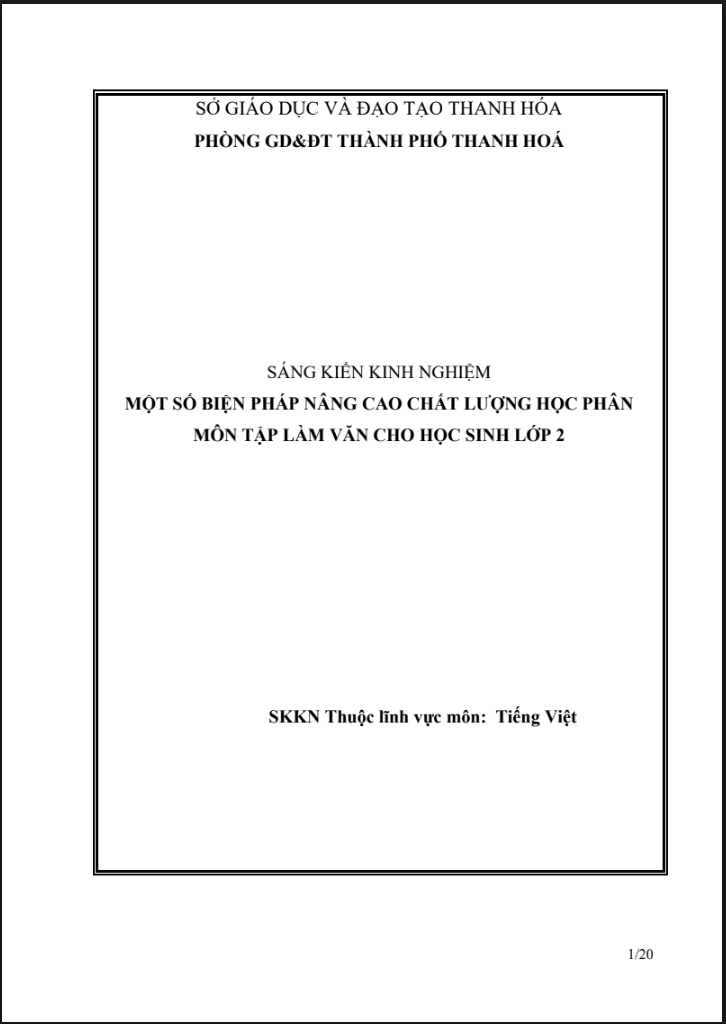 SKKN Một số biện pháp nâng cao chất lượng học phân môn tập làm văn cho học sinh lớp 2