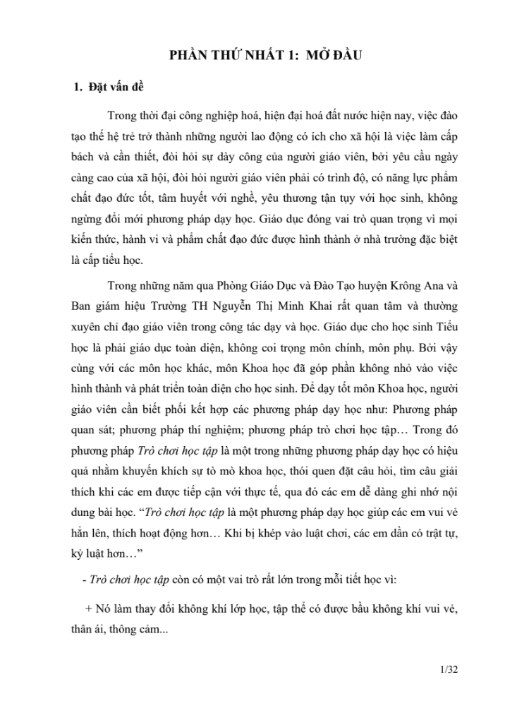 SKKN Một số biện pháp nâng cao chất lượng học tập bằng phương pháp tổ chức trò chơi trong môn khoa học lớp 5 có hiệu quả