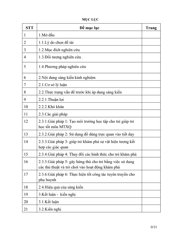 SKKN Một số biện pháp nâng cao hiệu quả hoạt động khám phá khoa học cho trẻ 4 – 5 tuổi