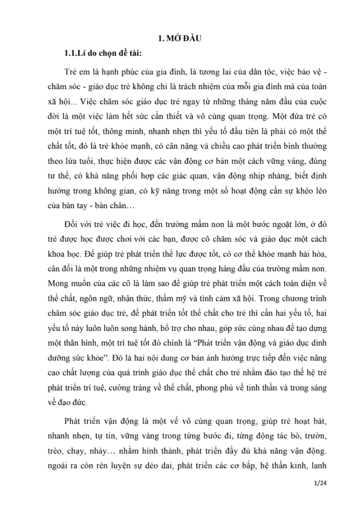 SKKN Một số biện pháp nâng cao hiệu quả trong việc giúp trẻ mẫu giáo 5 – 6 tuổi phát triển thể chất thông qua các trò chơi vận động