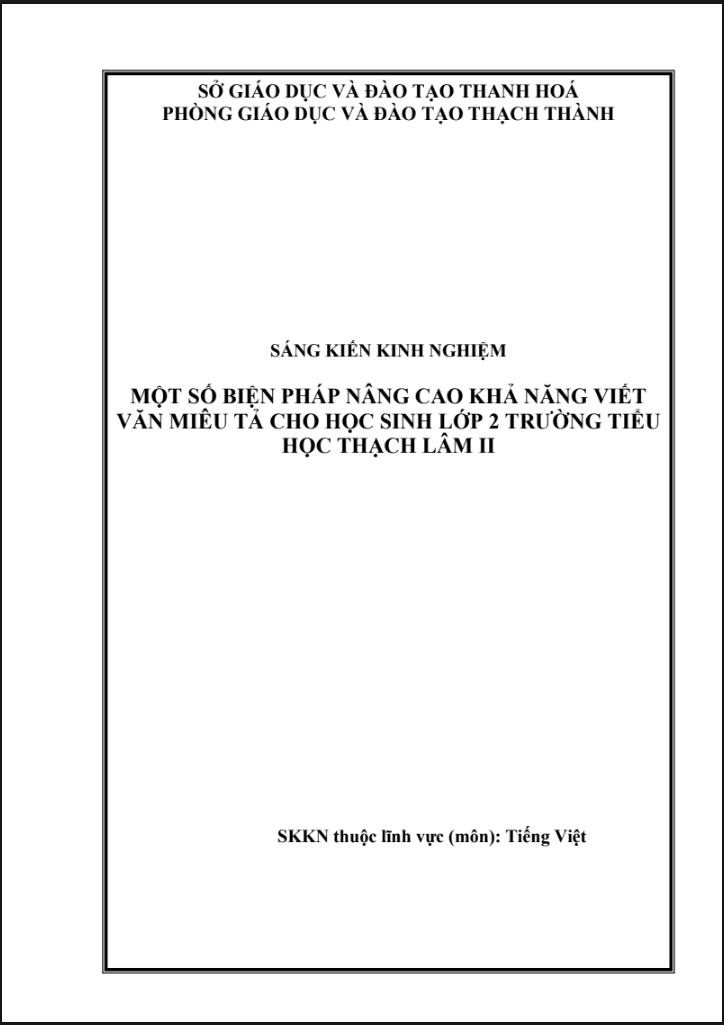 SKKN Một số biện pháp nâng cao khả năng viết văn miêu tả cho học sinh lớp 2