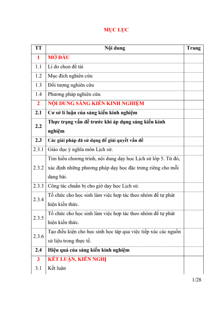 SKKN Một số biện pháp nhằm nâng cao chất lượng dạy học môn Lịch sử lớp 5