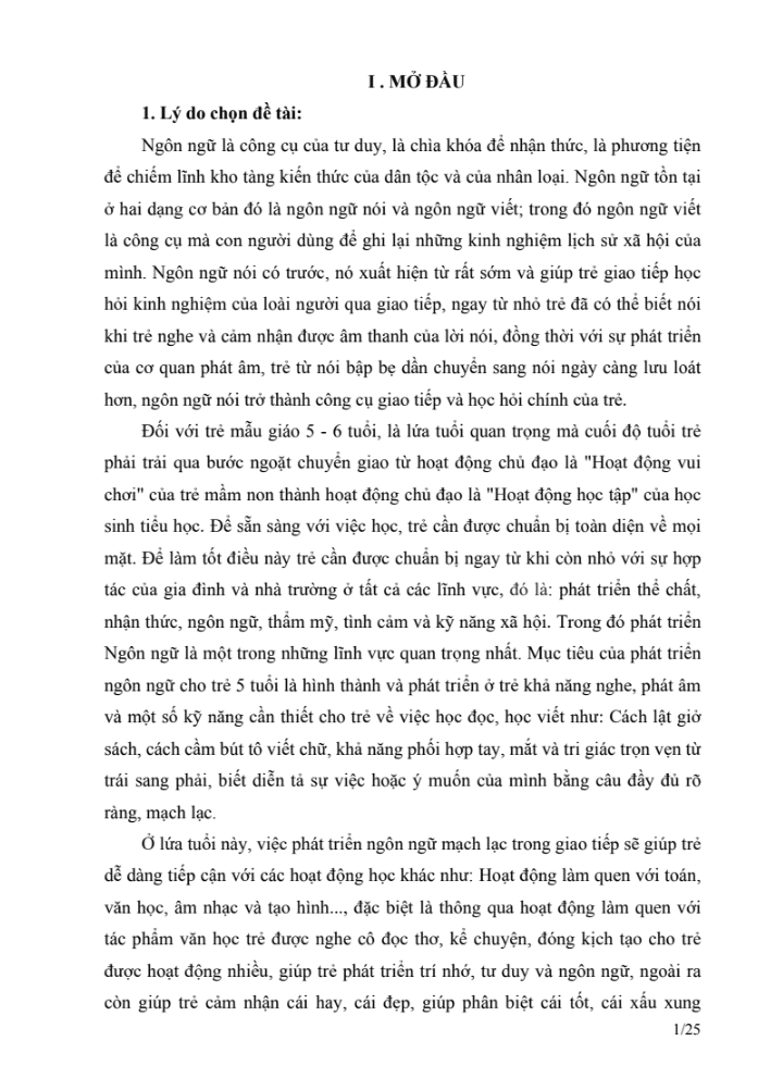 SKKN Một số biện pháp phát triển kỹ năng nói mạch lạc ngôn ngữ tiếng Việt cho trẻ 5 – 6 tuổi người dân tộc thiểu số