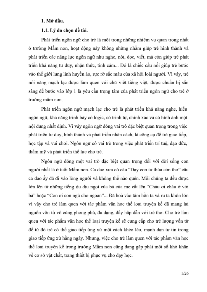 SKKN Một số biện pháp phát triển ngôn ngữ cho trẻ 3 – 4 tuổi