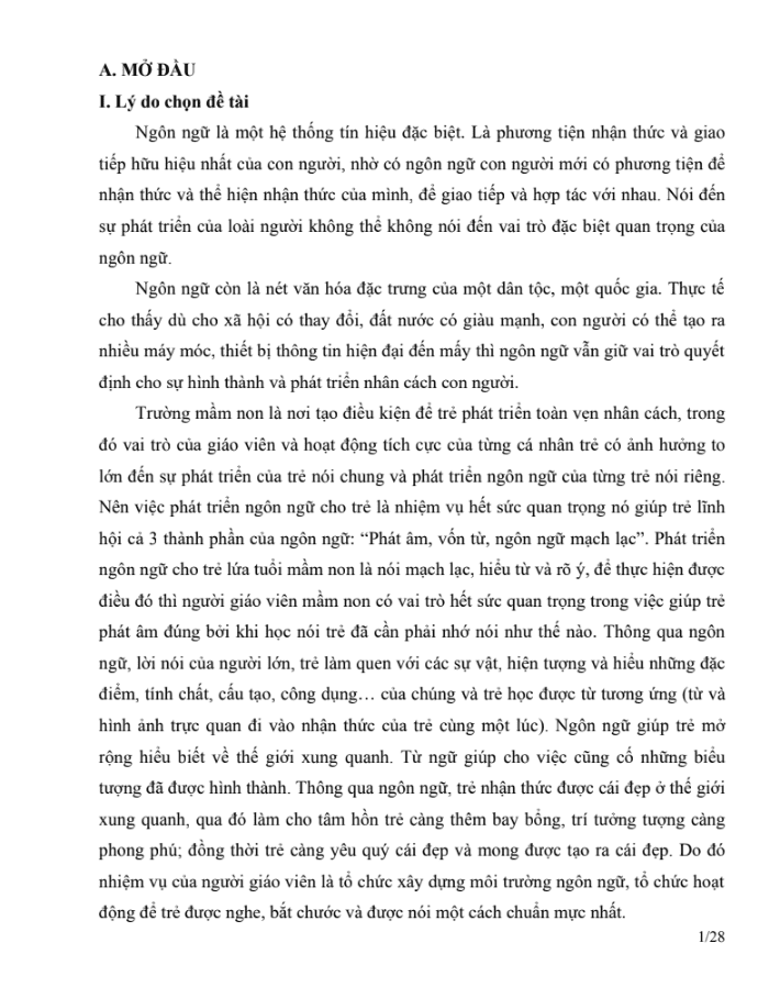 SKKN Một số biện pháp phát triển ngôn ngữ cho trẻ 4 – 5 tuổi thông qua hoạt động làm quen với tác phẩm văn học