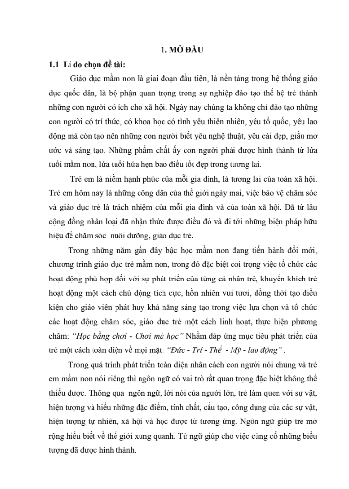 SKKN Một số biện pháp phát triển ngôn ngữ cho trẻ mẫu giáo 3 – 4 tuổi, thông qua hoạt động kể chuyện