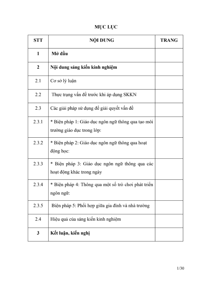 SKKN Một số biện pháp phát triển ngôn ngữ cho trẻ nhà trẻ 25 – 36 tháng