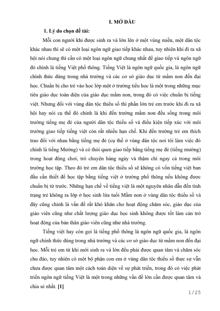 SKKN Một số biện pháp phát triển ngôn ngữ tiếng việt cho trẻ mẫu giáo 3 – 4 tuổi người dân tộc thiểu số