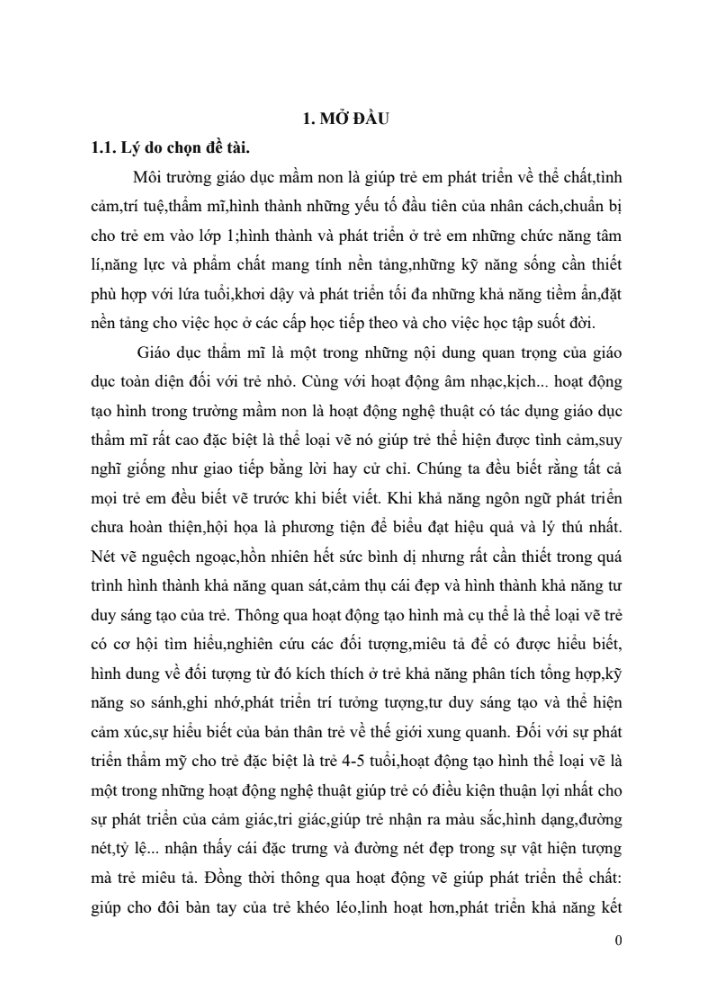 SKKN “Một số biện pháp phát triển thẩm mĩ cho trẻ 4 – 5 tuổi thông qua hoạt động tạo hình ( thể loại vẽ )