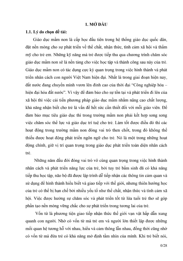 SKKN Một số biện pháp phát triển vốn từ cho trẻ 24 – 36 tháng thông qua hoạt động nhận biết tập nói