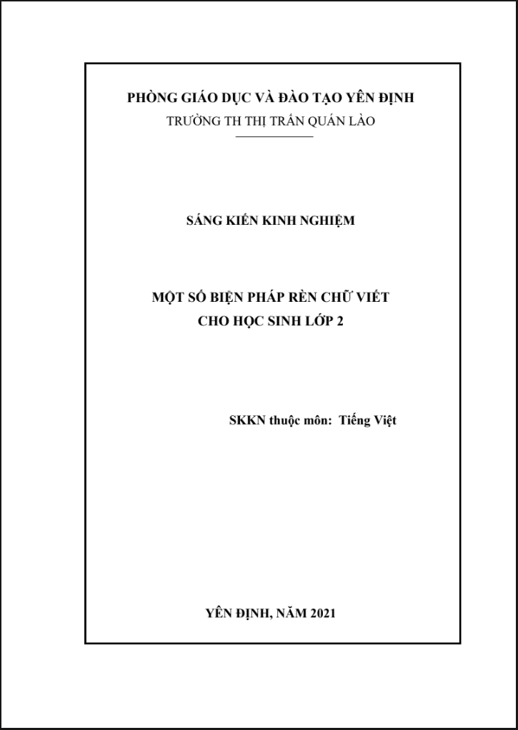 SKKN Một số biện pháp rèn chữ viết cho học sinh lớp 2