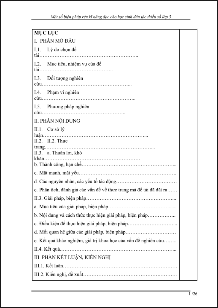 SKKN Một số biện pháp rèn kĩ năng đọc cho học sinh dân tộc thiểu số lớp 3