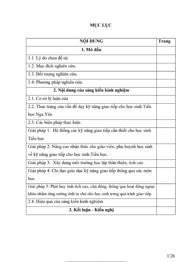 SKKN Một số biện pháp rèn kĩ năng giao tiếp cho học sinh lớp 4