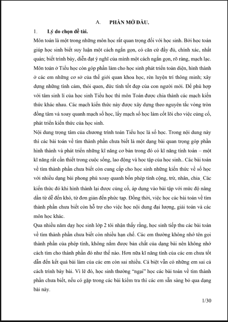 SKKN Một số biện pháp rèn kĩ năng tìm thành phần chưa biết trong phép tính cộng, trừ cho học sinh lớp 2