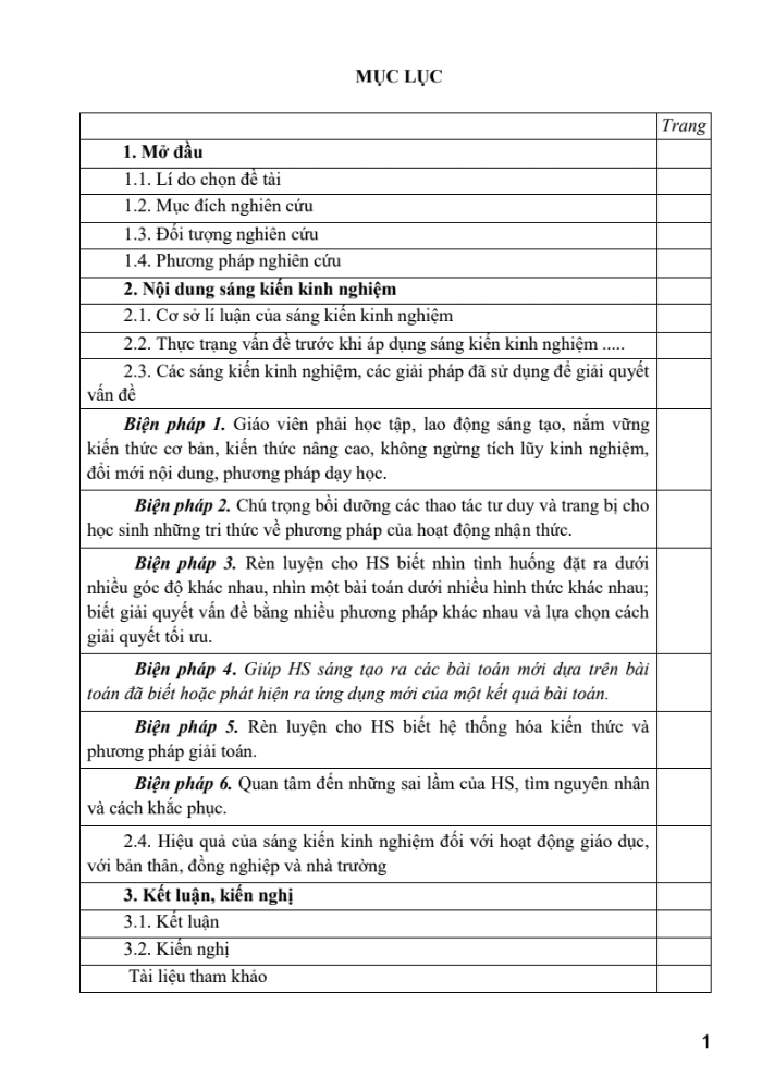 SKKN Một số biện pháp rèn luyện tư duy sáng tạo cho học sinh lớp 8 THCS qua dạy học Chương I – Phép nhân và phép chia các đa thức