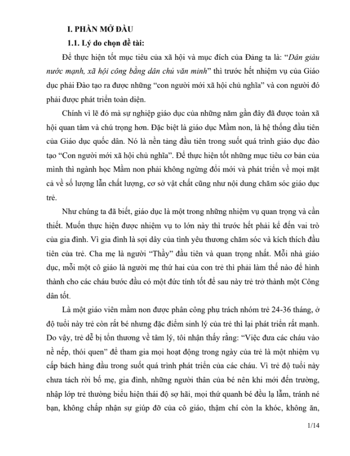 SKKN Một số biện pháp rèn nề nếp thói quen cho trẻ 24-36 tháng