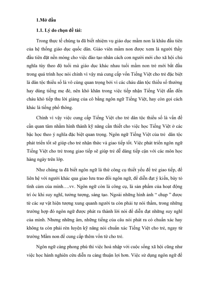 SKKN Một số biện pháp tăng cường Tiếng Việt cho trẻ dân tộc thiểu số 4 – 5 tuổi