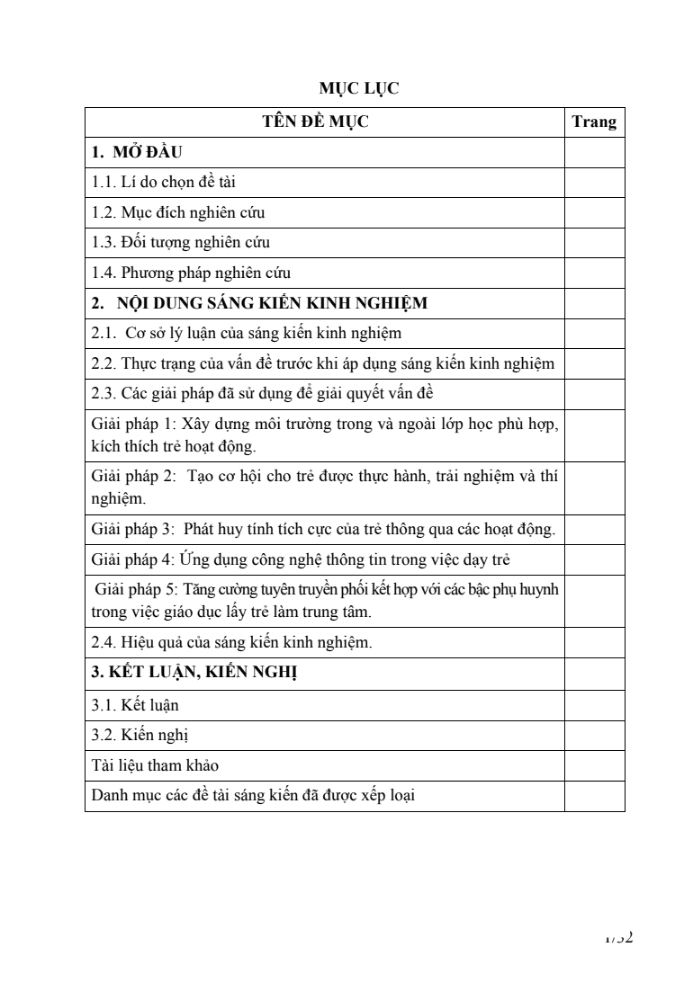 SKKN Một số biện pháp tổ chức hoạt động giáo dục lấy trẻ làm trung tâm cho trẻ 5 – 6 tuổi